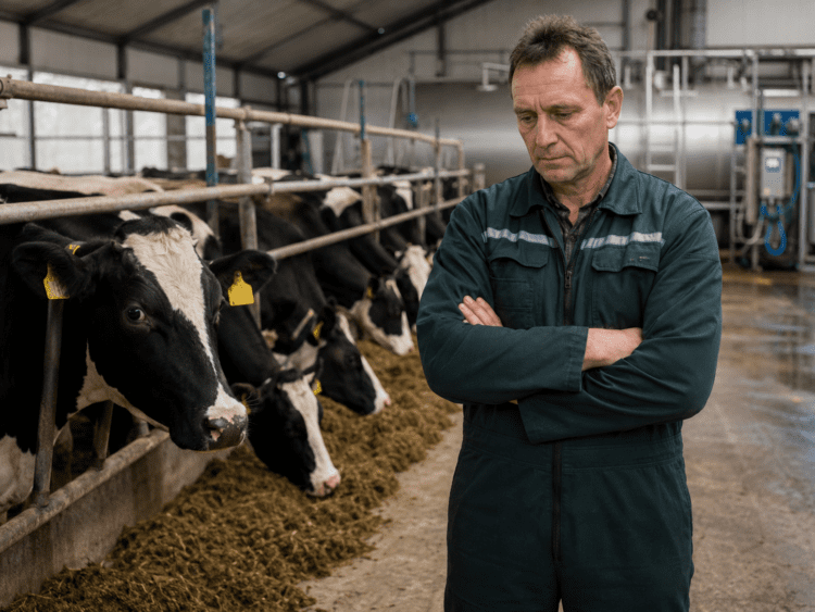 Kým spotrebiteľov teší lacnejšie maslo a mliečne výrobky, producenti mlieka hovoria o rastúcich stratách, tlaku zahraničných mliekarní a riziku ďalšieho úbytku fariem na Slovensku. ILUSTRAČNÉ FOTO: vygenerované pomocou ChatGPT