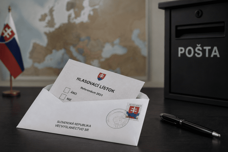 Poslanci Smeru chcú zrušiť hlasovanie zo zahraničia poštou a nahradiť ho osobnou voľbou na ambasádach. Kritici hovoria o účelovej zmene, ktorá by skomplikovala účasť vo voľbách tisíckam Slovákov v zahraničí. ILUSTRAČNÉ FOTO: ChatGPT